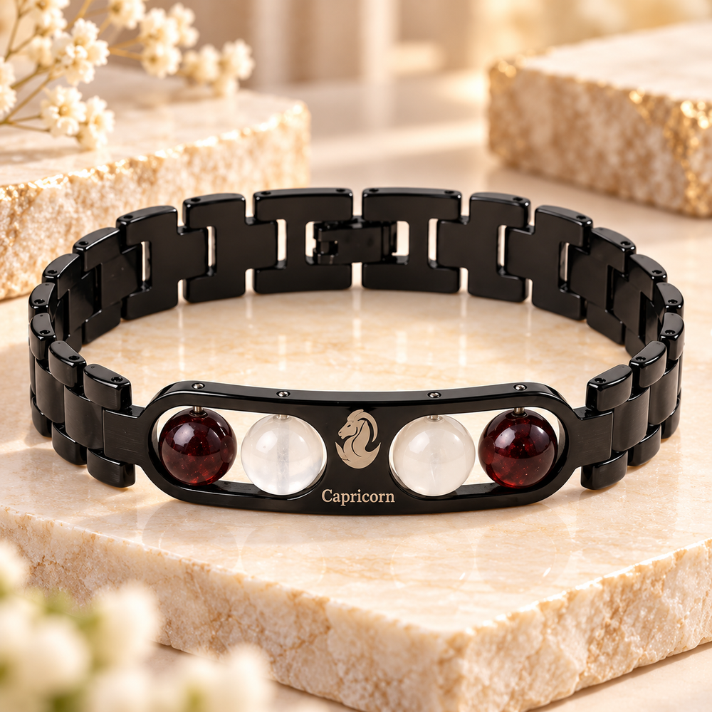 Capricorn Metallic Bracelet with Free Selenite Plate (With Certificate)