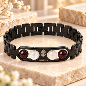 Capricorn Metallic Bracelet with Free Selenite Plate (With Certificate)