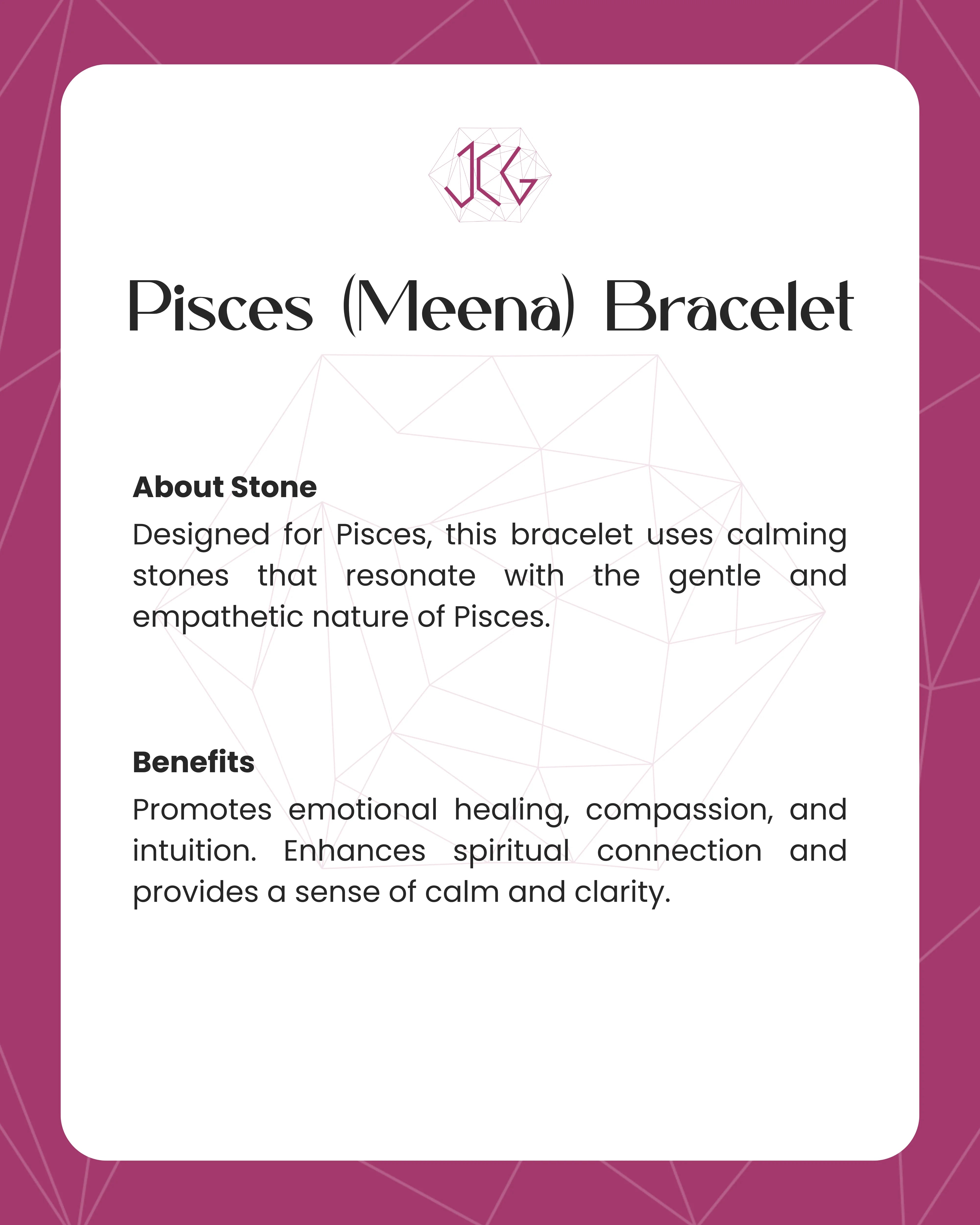 Pisces (Meena) Zodiac Sign Bracelet 8mm