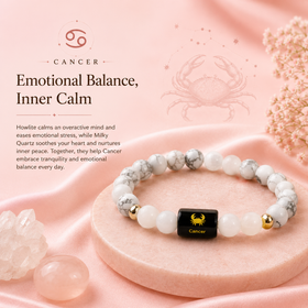 Cancer (कर्क राशि) Zodiac Bracelet (With Certificate) – Free Raw Selenite Plate