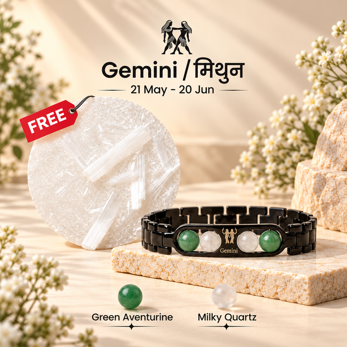Gemini Metallic Bracelet with Free Selenite Plate (With Certificate)