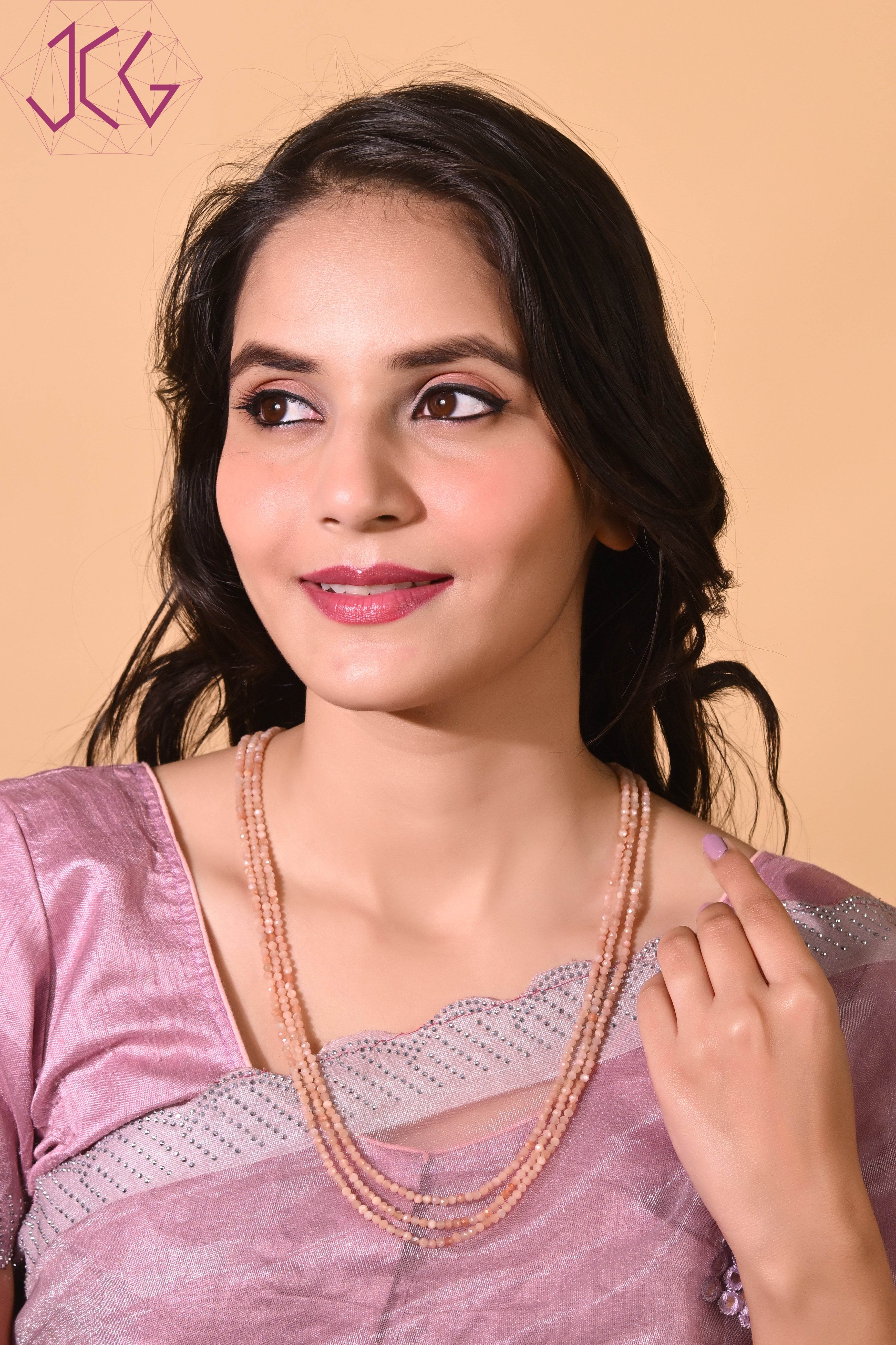 Natural Peach Moonstone Beaded Necklace (With Certificate)
