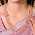Natural Peach Moonstone Beaded Necklace (With Certificate)