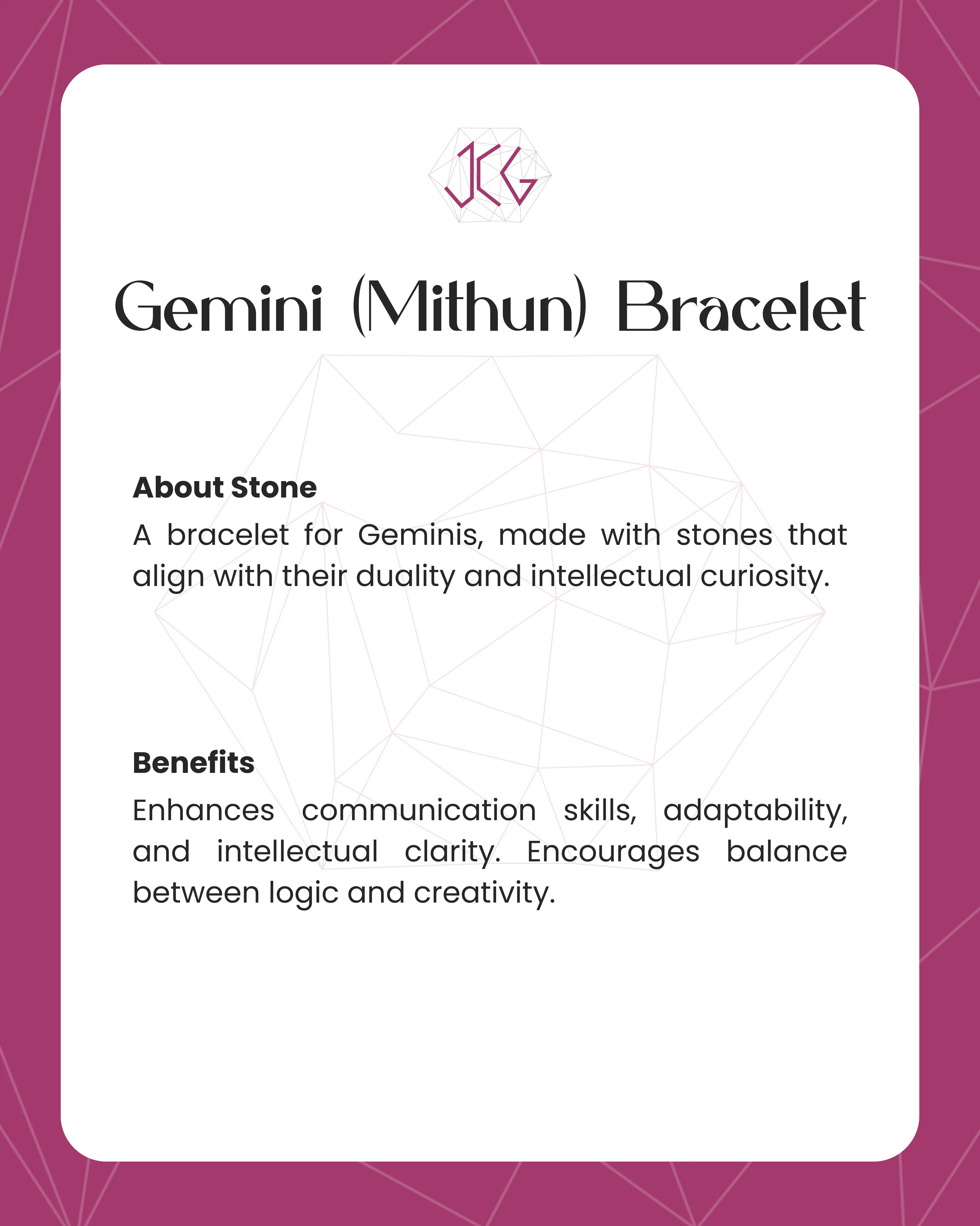 Gemini (Mithun) Zodiac Sign Bracelet 8mm