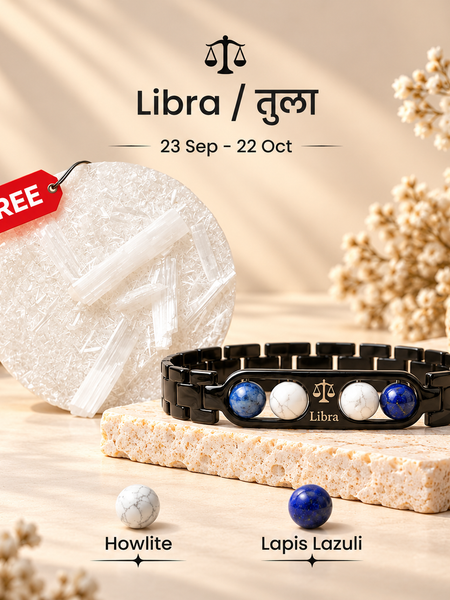 Libra Metallic Bracelet with Free Selenite Plate (With Certificate)