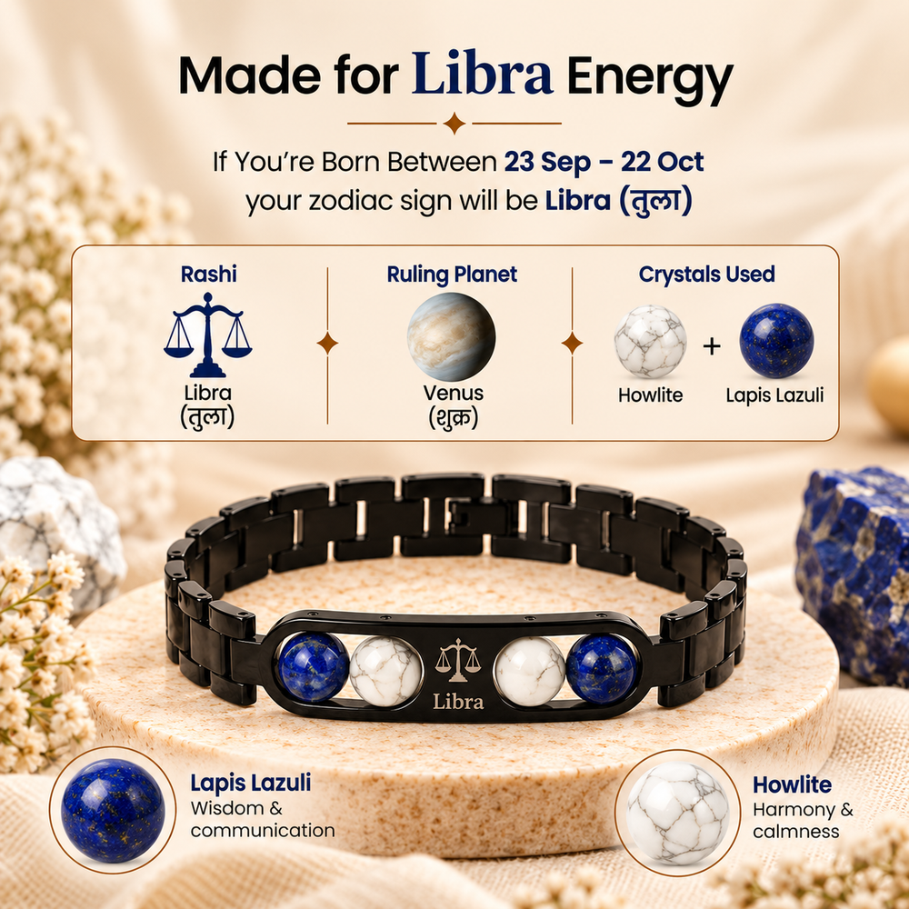 Libra Metallic Bracelet with Free Selenite Plate (With Certificate)