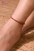 Natural Red Jasper Beaded Anklet (With Certificate)