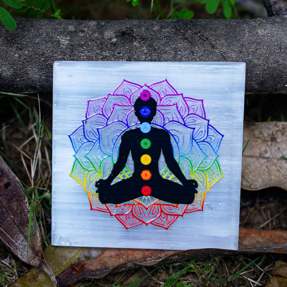 7 Chakra Selenite Plate (Charging Plate)
