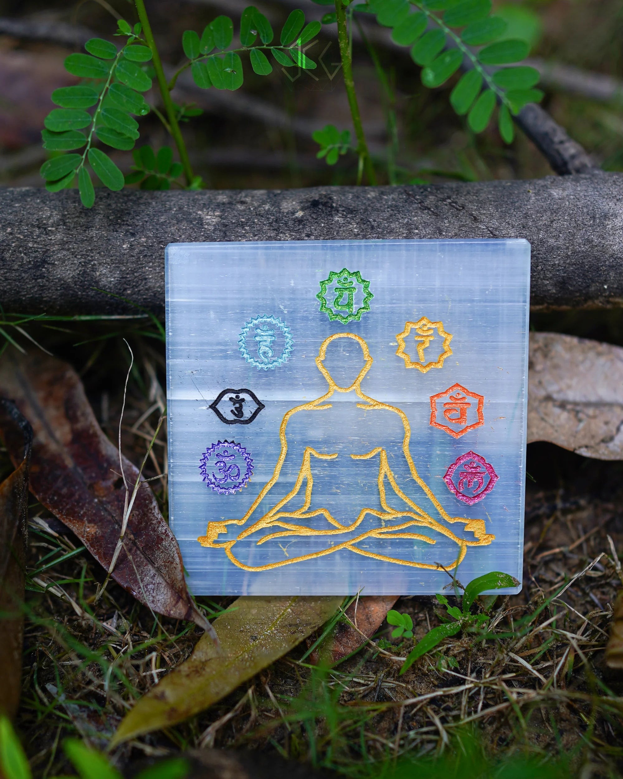 7 Chakra Selenite Plate - Jaipur Crystal Gems