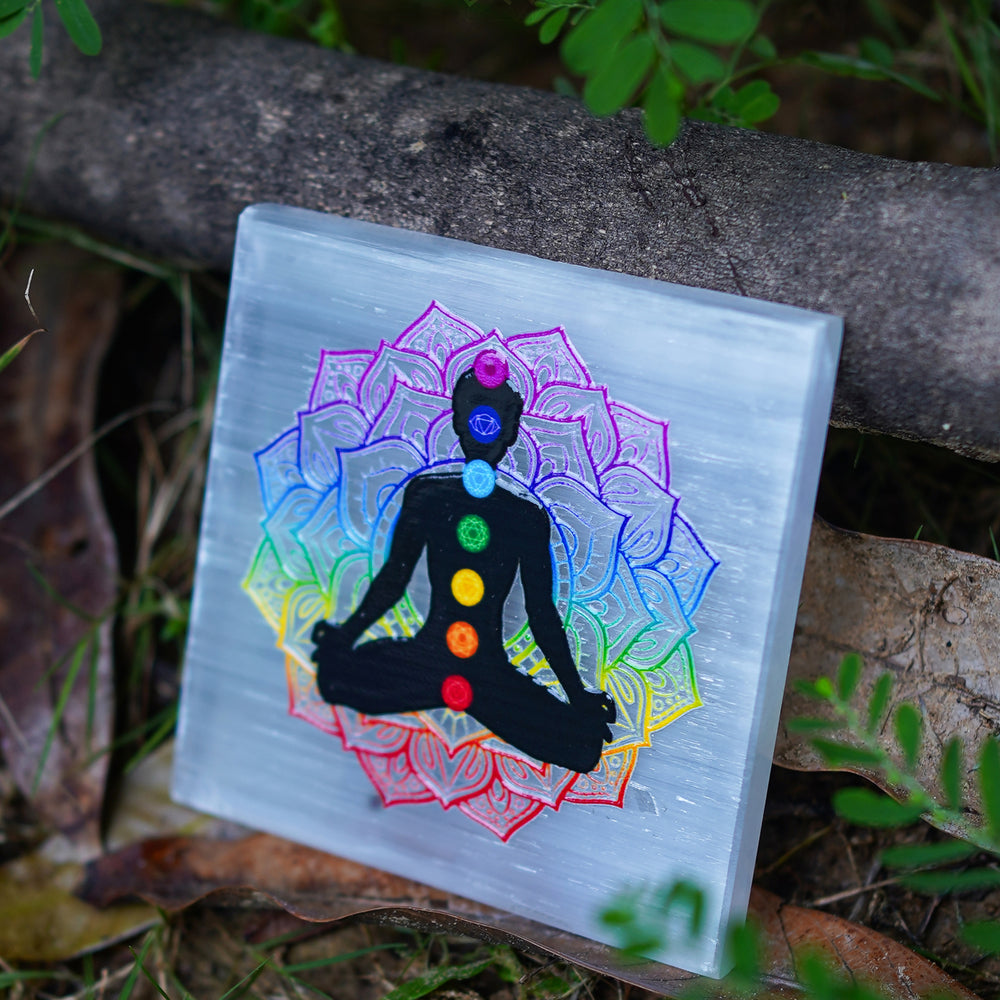 7 Chakra Selenite Plate (Charging Plate)