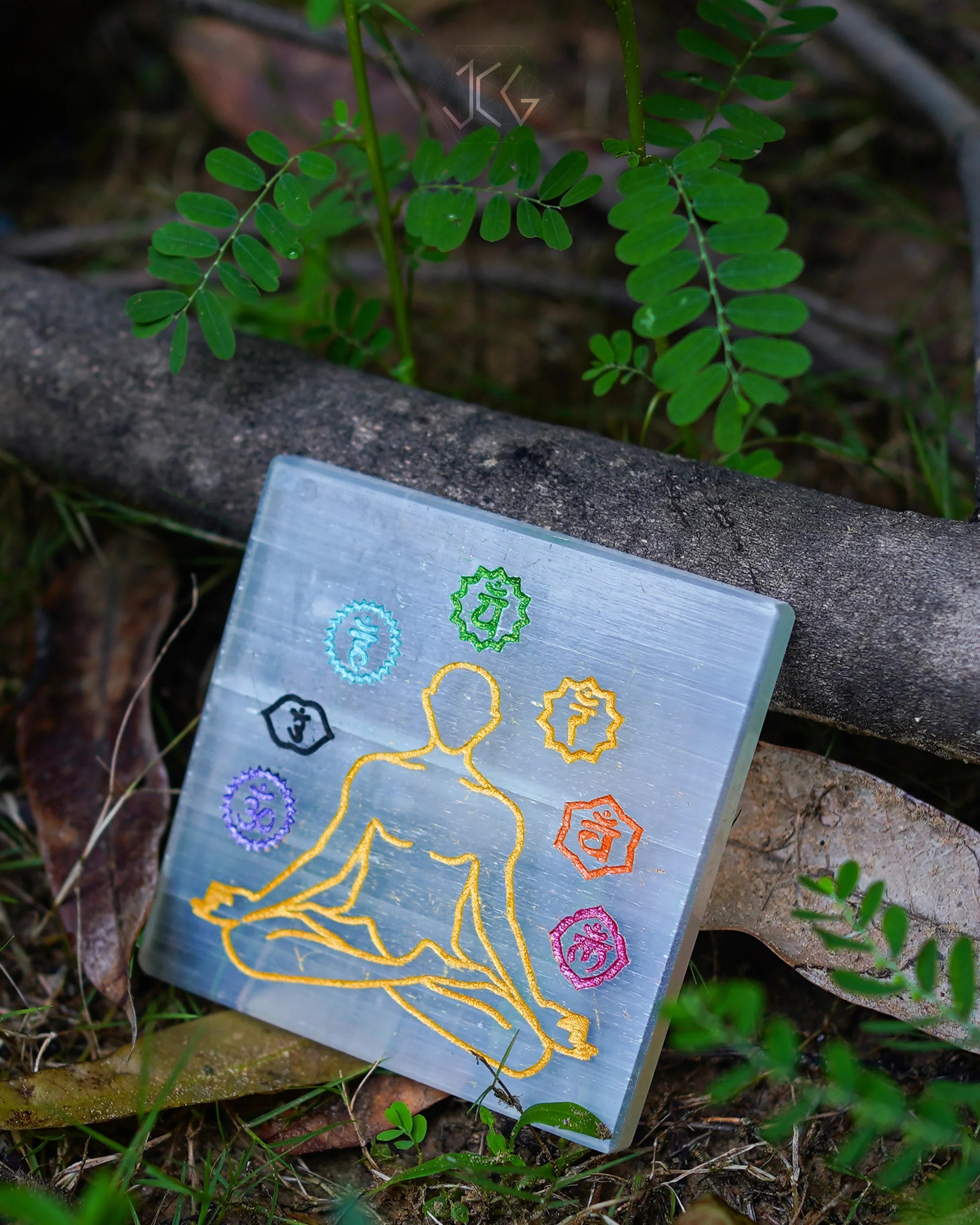 7 Chakra Selenite Plate - Jaipur Crystal Gems