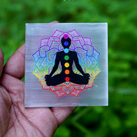 7 Chakra Selenite Plate (Charging Plate)