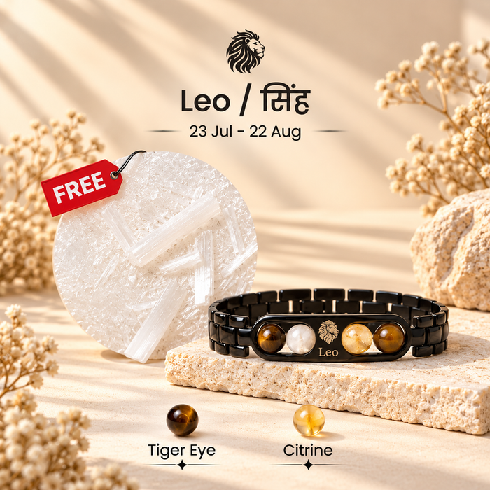 Leo Metallic Bracelet with Free Selenite Plate (With Certificate)