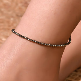 Natural Pyrite Beaded Anklet (With Certificate)