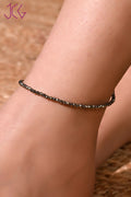 Natural Pyrite Beaded Anklet (With Certificate)