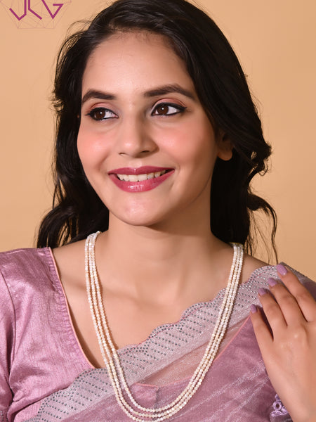 Natural Shell Pearl Beaded Necklace (With Certificate)