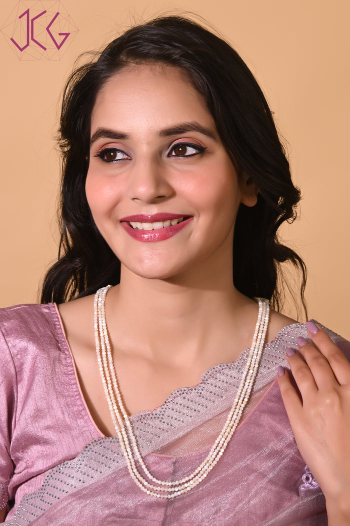 Natural Shell Pearl Beaded Necklace (With Certificate)