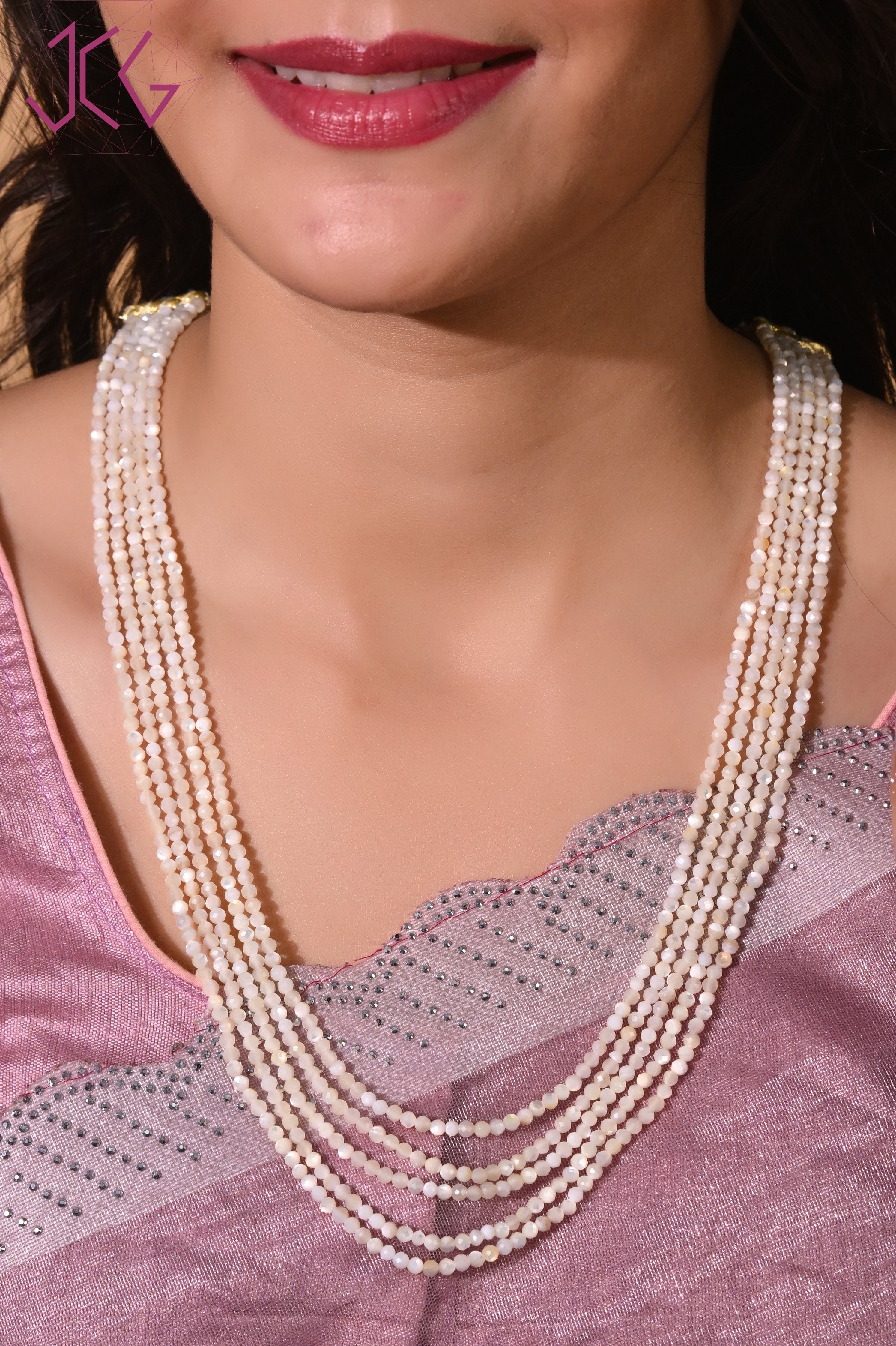 Natural Shell Pearl Beaded Necklace (With Certificate)