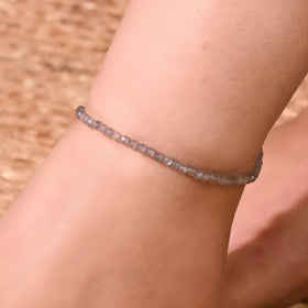 Natural Labradorite Beaded Anklet (With Certificate)