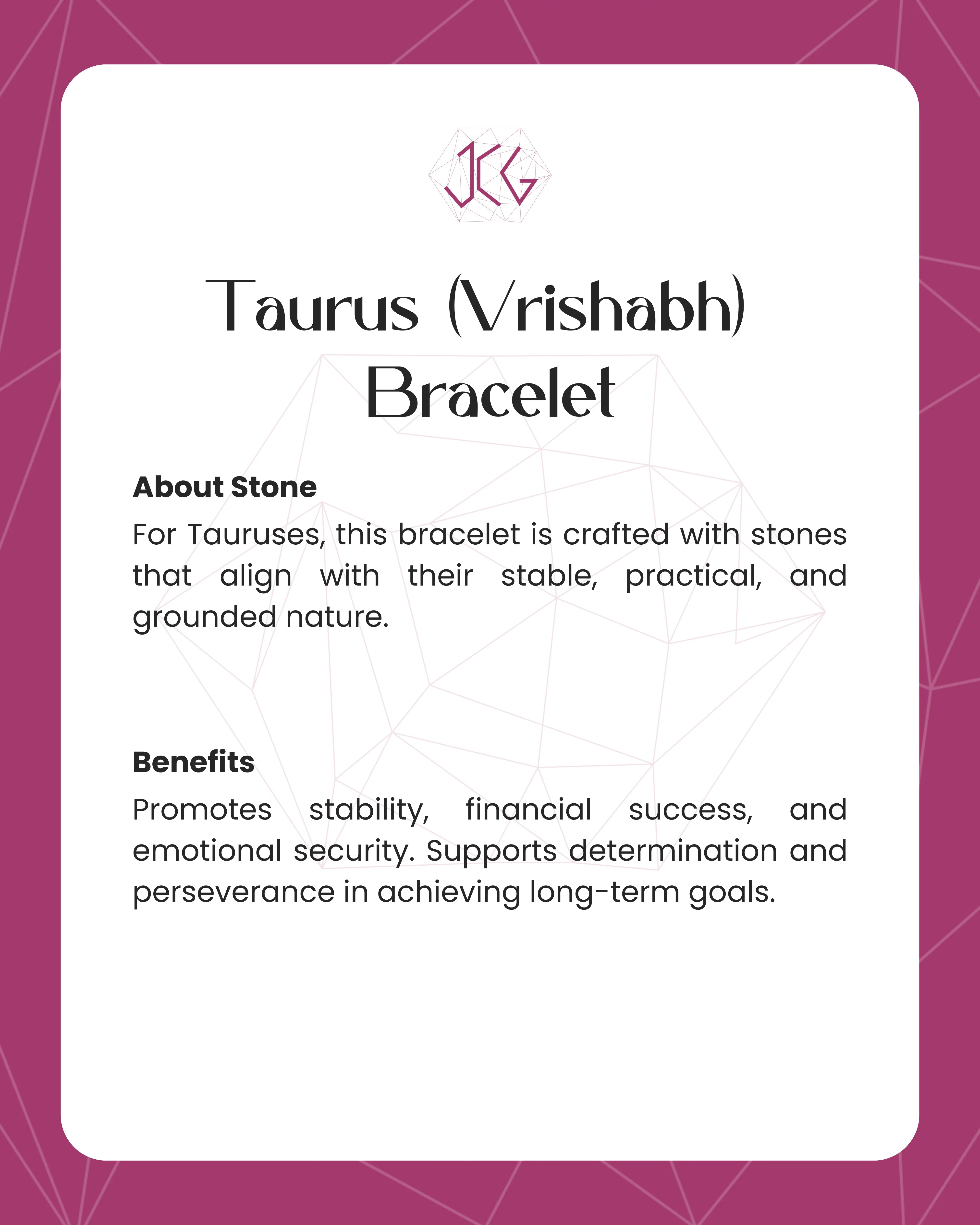 Taurus (Vrishabh) Zodiac Sign Bracelet 8mm