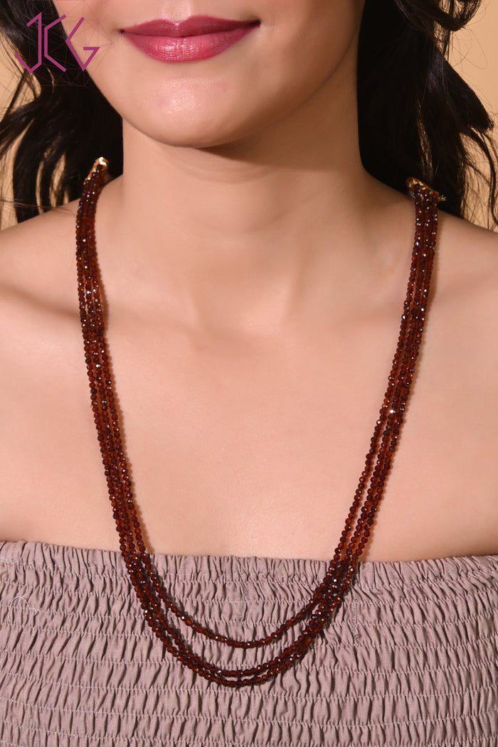 Natural Garnet Beaded Necklace (With Certificate)