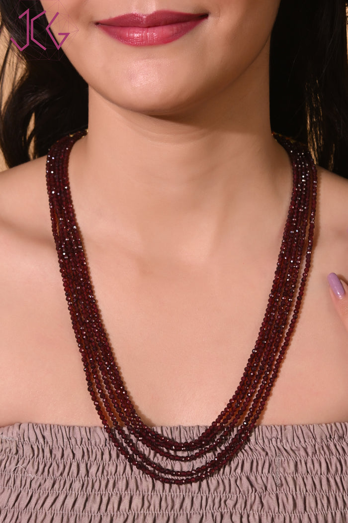 Natural Garnet Beaded Necklace (With Certificate)