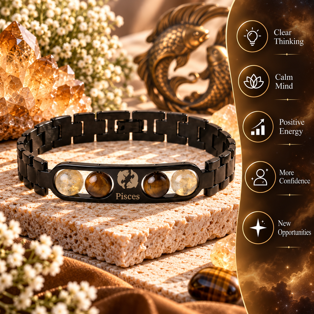 Pisces Metallic Bracelet with Free Selenite Plate (With Certificate)