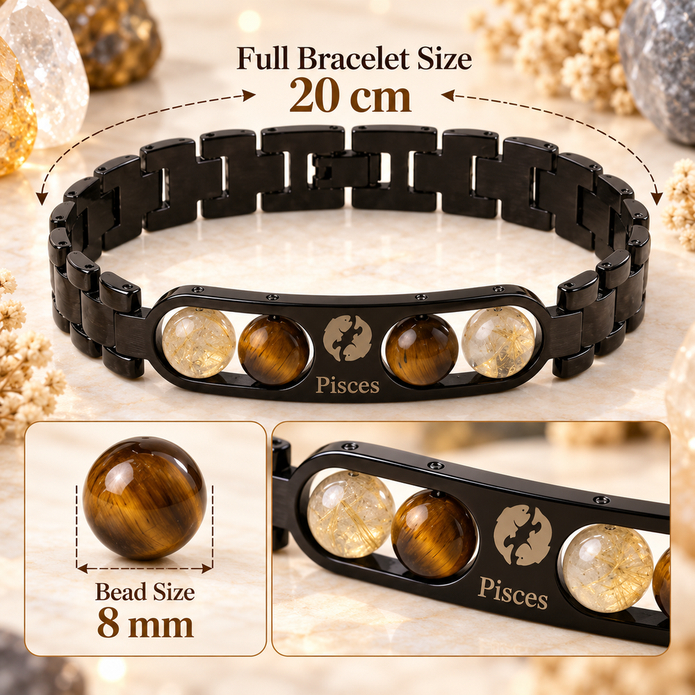 Pisces Metallic Bracelet with Free Selenite Plate (With Certificate)