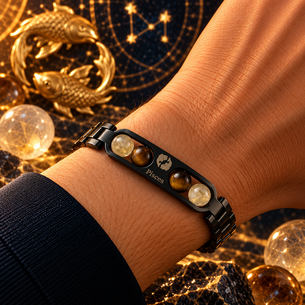 Pisces Metallic Bracelet with Free Selenite Plate (With Certificate)