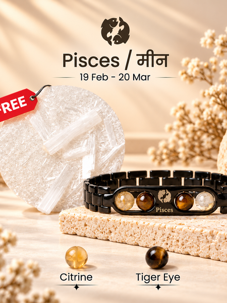 Pisces Metallic Bracelet with Free Selenite Plate (With Certificate)