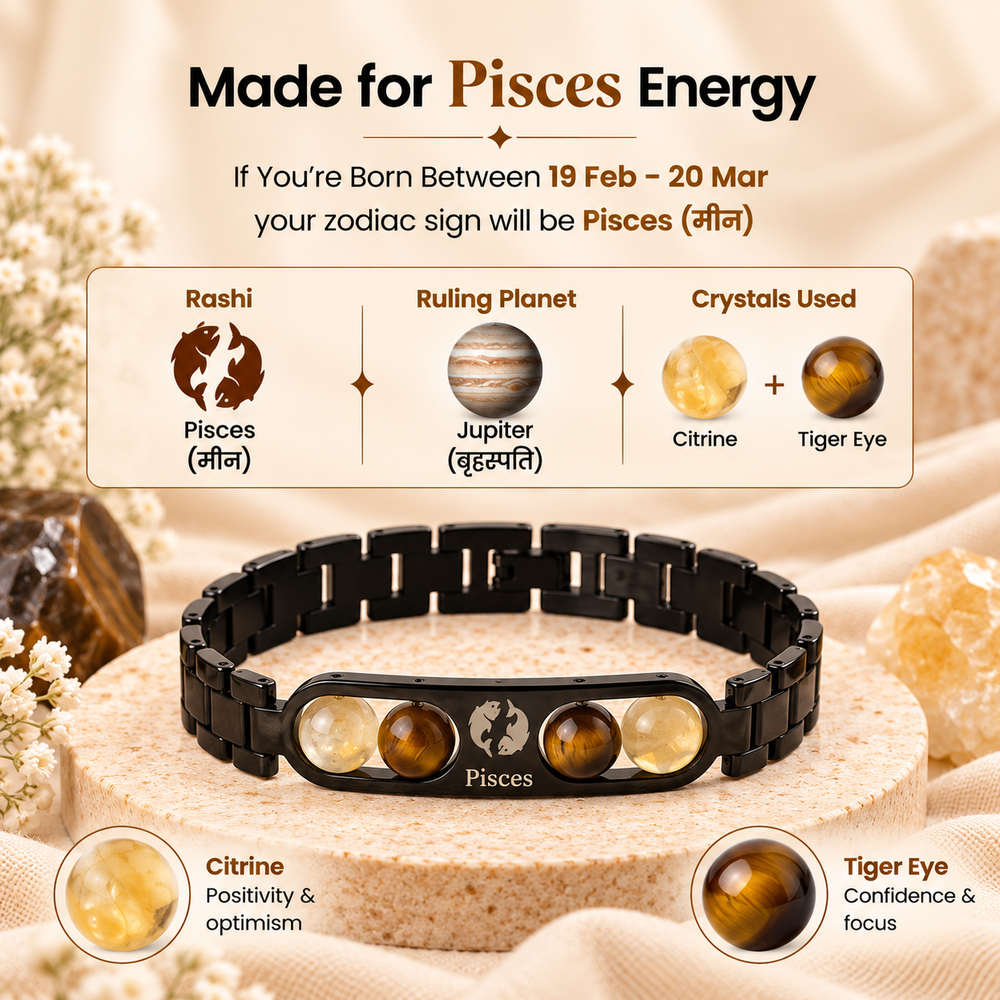 Pisces Metallic Bracelet with Free Selenite Plate (With Certificate)