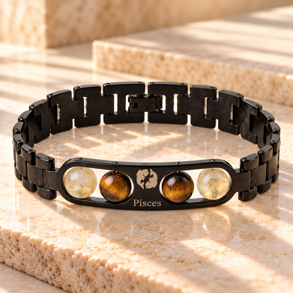Pisces Metallic Bracelet with Free Selenite Plate (With Certificate)