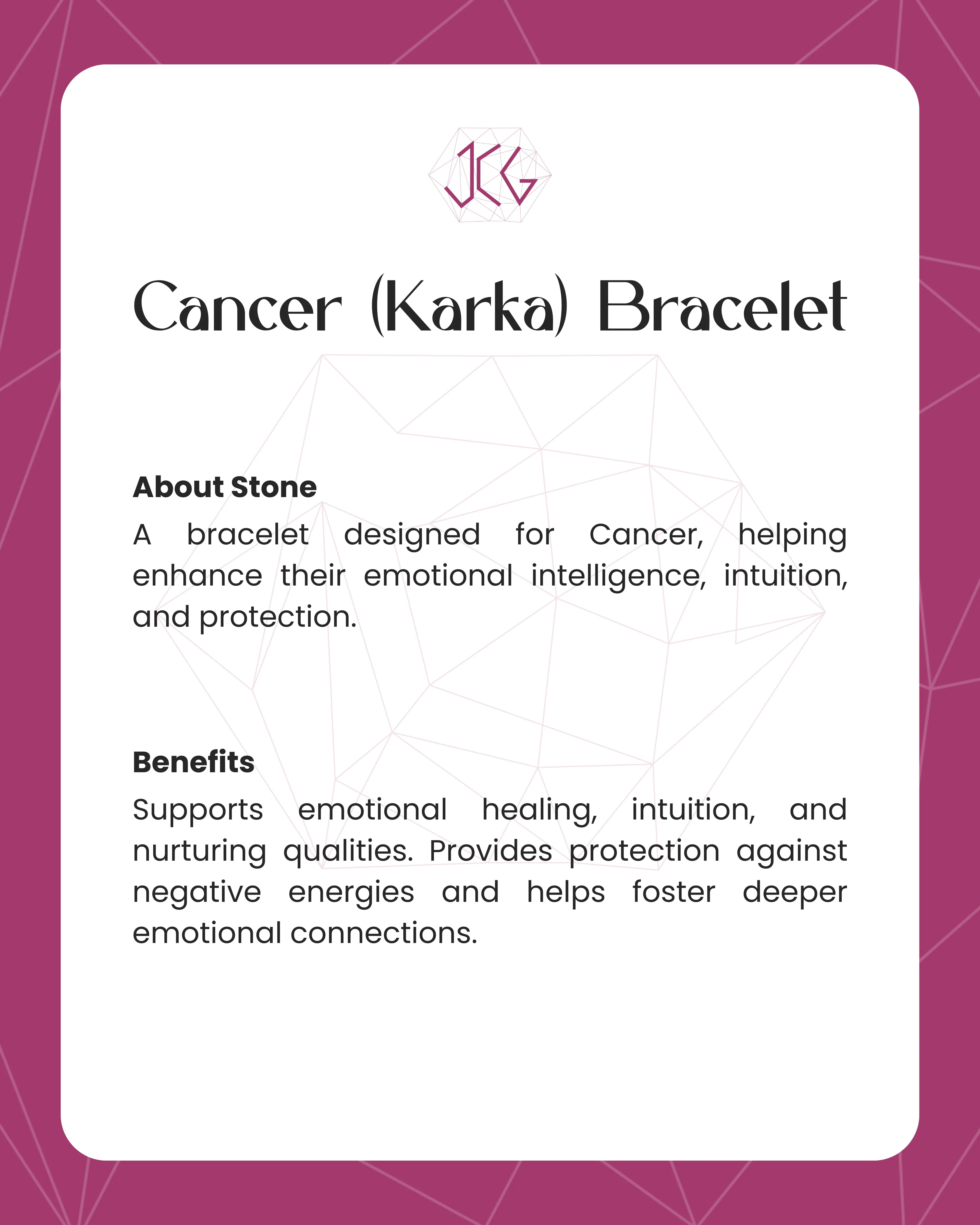Cancer (Karka) Zodiac Sign Bracelet 8mm