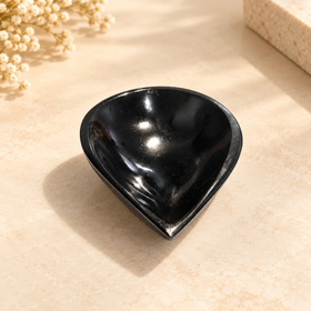 Natural Black Obsidian Crystal Diya (With Certificate)