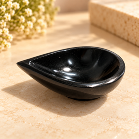 Natural Black Obsidian Crystal Diya (With Certificate)
