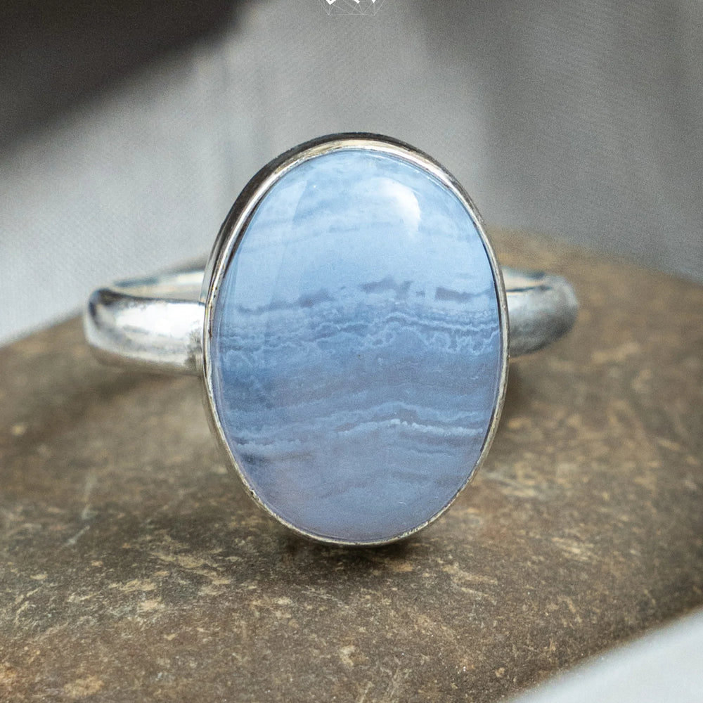 Blue Lace Agate Ring - Jaipur Crystal Gems