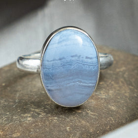 Blue Lace Agate Ring - Jaipur Crystal Gems