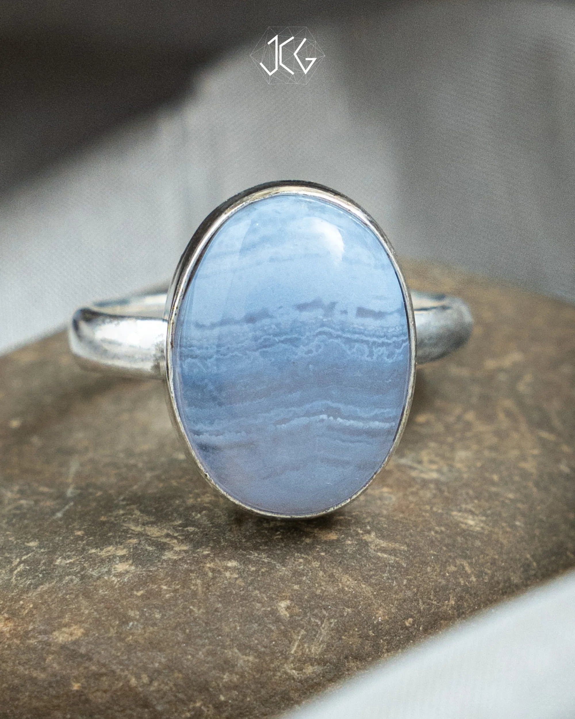 Blue Lace Agate Ring - Jaipur Crystal Gems