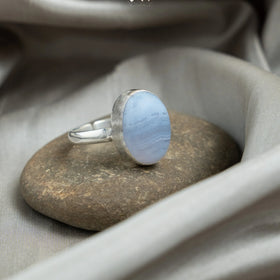 Blue Lace Agate Ring - Jaipur Crystal Gems