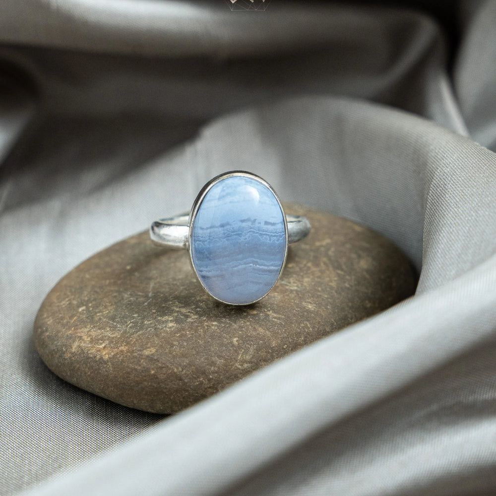 Blue Lace Agate Ring - Jaipur Crystal Gems