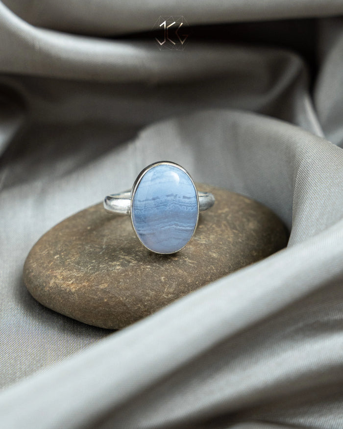 Blue Lace Agate Ring - Jaipur Crystal Gems
