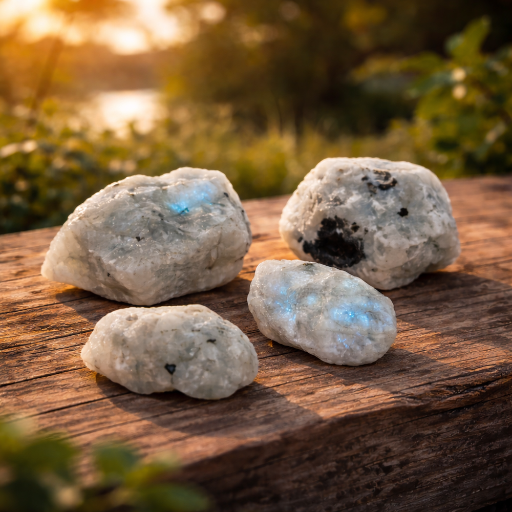 Natural Rainbow Moonstone Cluster