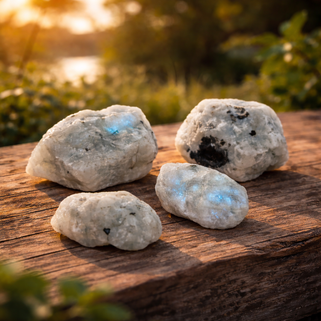 Natural Rainbow Moonstone Cluster
