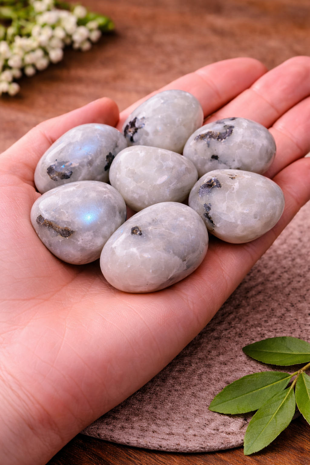 Natural Rainbow Moonstone Tumbled Stone