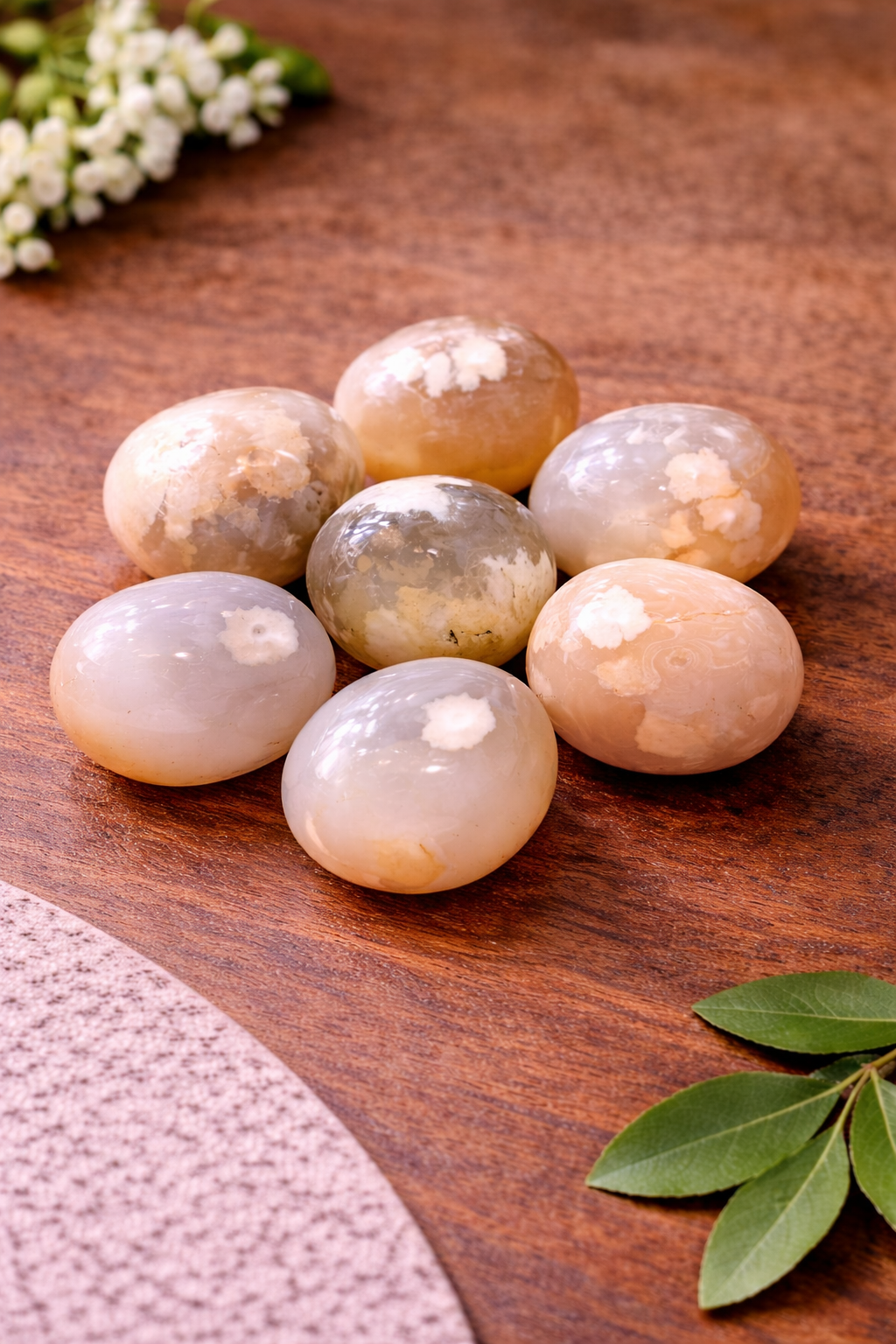 Natural Flower Agate Tumble Stone