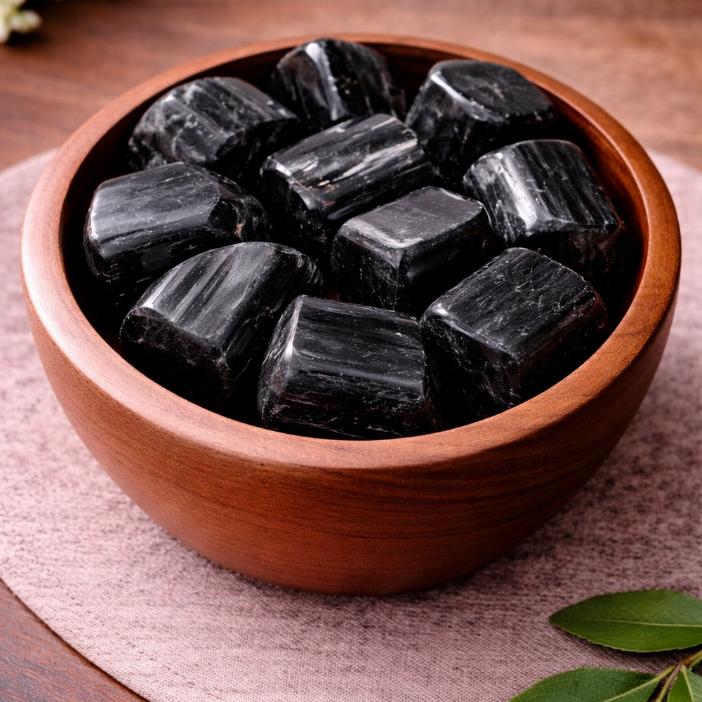 Natural Black Tourmaline Tumbled Stone