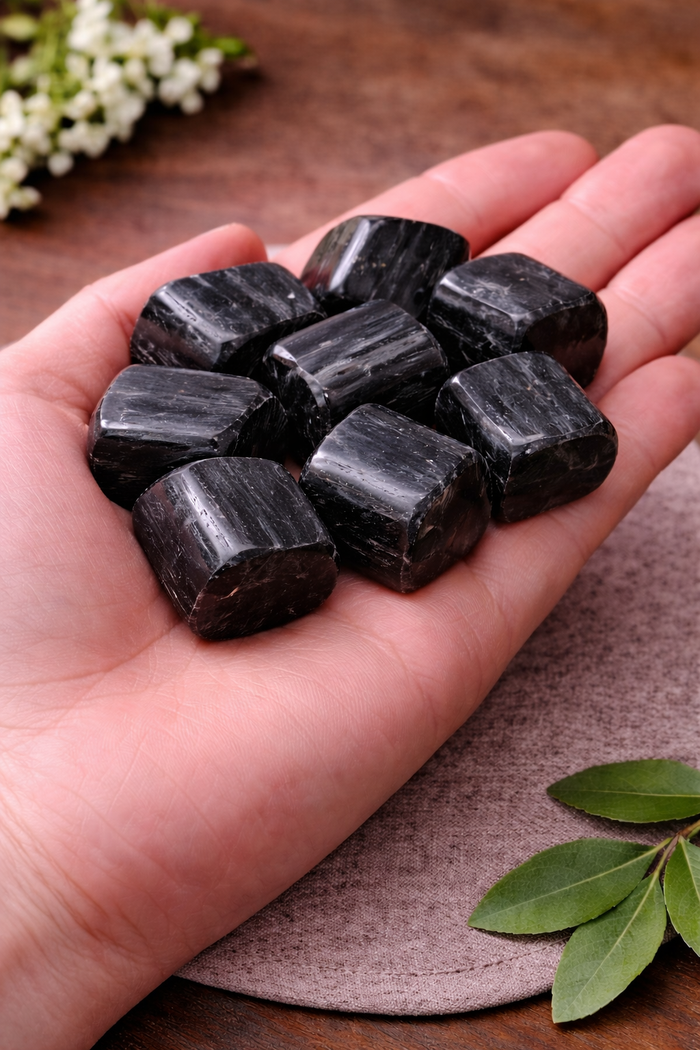 Natural Black Tourmaline Tumbled Stone
