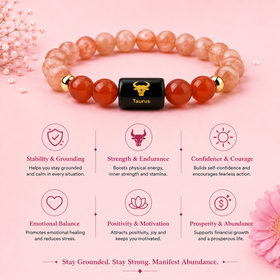 Taurus (वृषभ राशि) Zodiac Bracelet (With Certificate) – Free Raw Selenite Plate