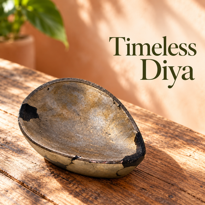 Natural Pyrite Crystal Diya (With Certificate)