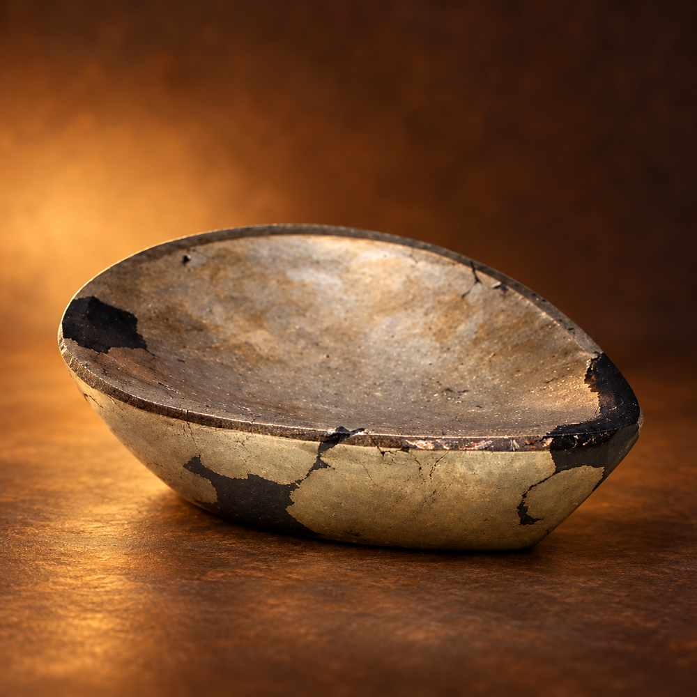 Natural Pyrite Crystal Diya (With Certificate)
